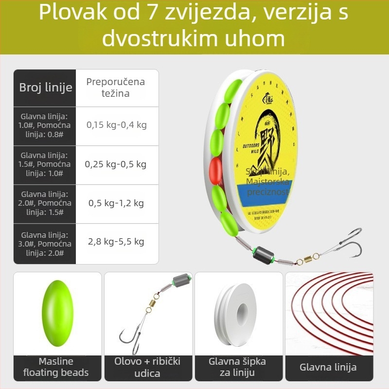 Set za ribolov linije s kukicama — tradicionalni ribolovni pribor, glavna linija uključena, za korištenje u rezervoaru (Materijal: Najlon; Duljina: Drugo; Mjesto lova: Rezervoar)