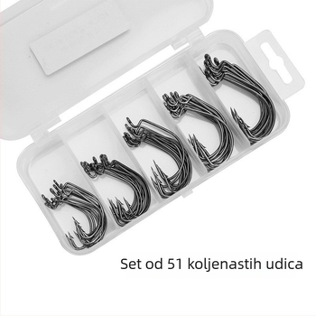 Crank udica set, 51 kom, s bodljama, veličine 2#–3/0#, za mekane mamce