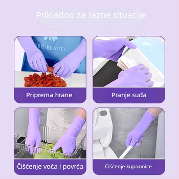 Nitril rukavice za kućanske poslove i pranje posuđa; vodootporne, izdržljive, jednokratne, prehrambene klase, produženi manžet