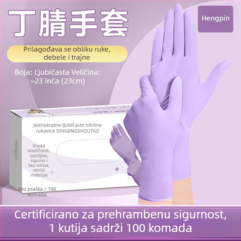 Nitril rukavice za kućanske poslove i pranje posuđa; vodootporne, izdržljive, jednokratne, prehrambene klase, produženi manžet