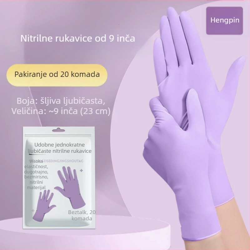 Nitril rukavice za kućanske poslove i pranje posuđa; vodootporne, izdržljive, jednokratne, prehrambene klase, produženi manžet