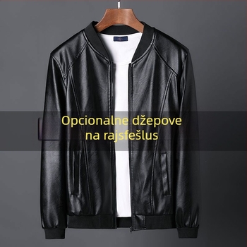 Muška PU kožna jakna, streetwear stil, rever ovratnik, zatvarač na zip, široki kroj, zima, vodootporna