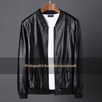 Muška PU kožna jakna, streetwear stil, rever ovratnik, zatvarač na zip, široki kroj, zima, vodootporna