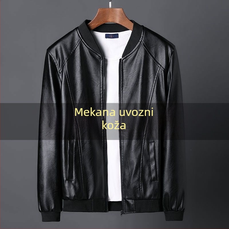Muška PU kožna jakna, streetwear stil, rever ovratnik, zatvarač na zip, široki kroj, zima, vodootporna