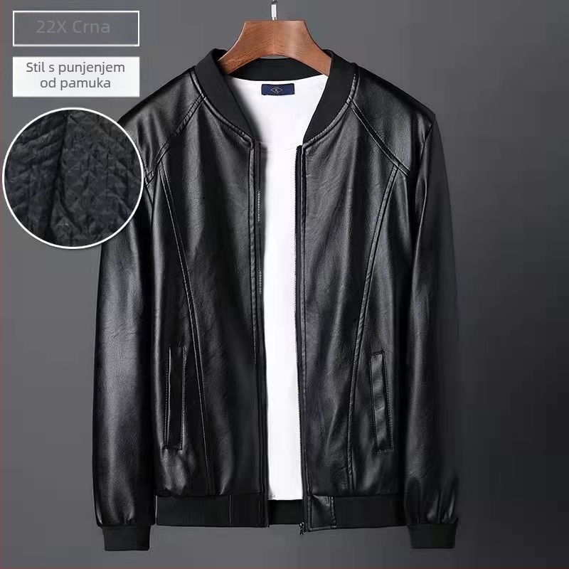 Muška PU kožna jakna, streetwear stil, rever ovratnik, zatvarač na zip, široki kroj, zima, vodootporna