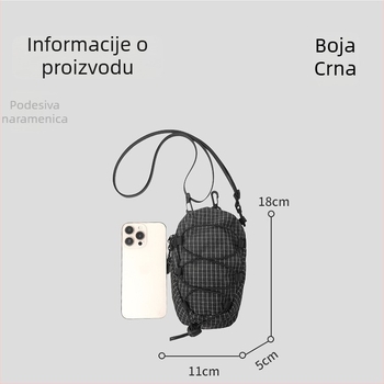 Muška crossbody torbica u urban minimalističkom stilu, lagana najlon tkanina, prugasti uzorak, podstava od poliestera