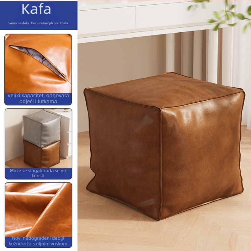 Kožni ottoman s mogućnošću skladištenja, jednostavan i moderan dizajn, pokretan