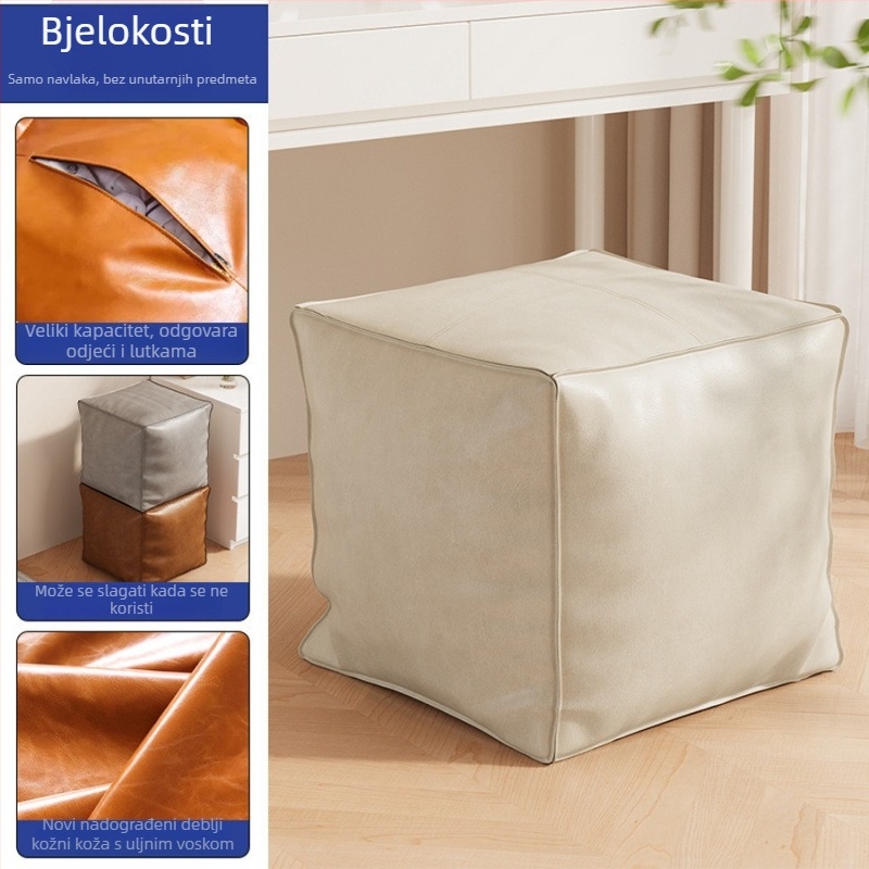 Kožni ottoman s mogućnošću skladištenja, jednostavan i moderan dizajn, pokretan