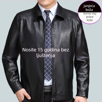 Muška PU kožna jakna - rever, zatvarač sprijeda, slobodan kroj, PU podstava