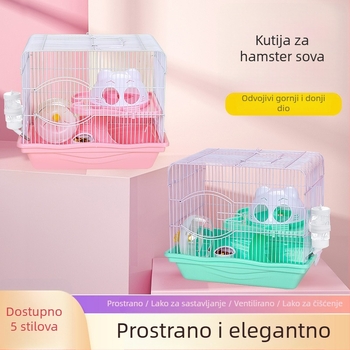 Plastični kavez za hrčka, pravokutnog oblika, za unutarnju upotrebu, otkopčavajući, modernog stila.