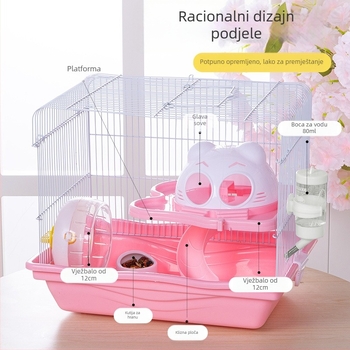 Plastični kavez za hrčka, pravokutnog oblika, za unutarnju upotrebu, otkopčavajući, modernog stila.