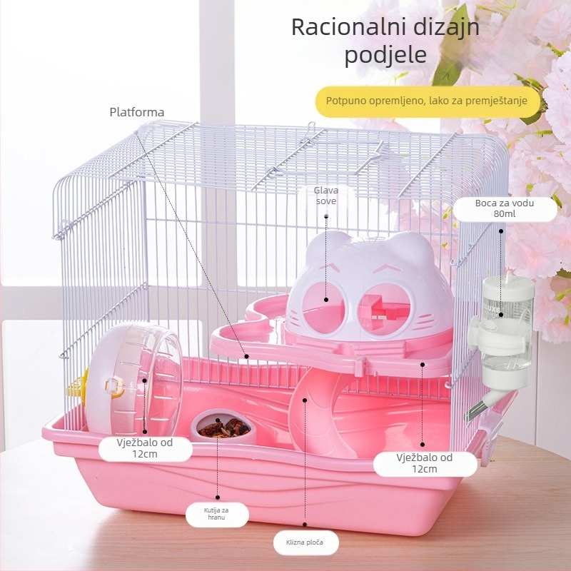 Plastični kavez za hrčka, pravokutnog oblika, za unutarnju upotrebu, otkopčavajući, modernog stila.