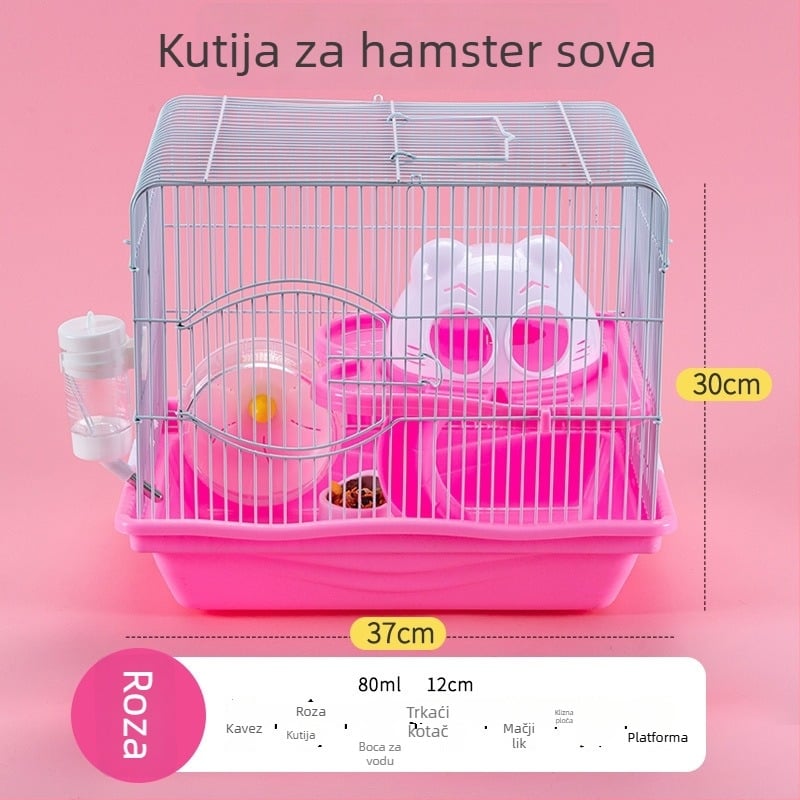 Plastični kavez za hrčka, pravokutnog oblika, za unutarnju upotrebu, otkopčavajući, modernog stila.