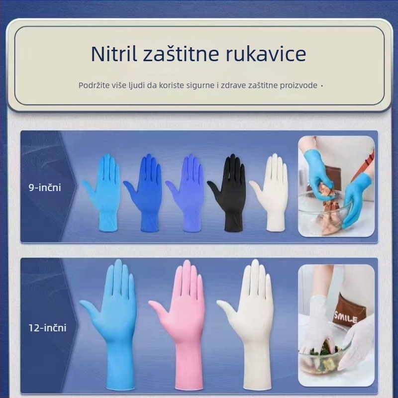 Jednokratne nitril rukavice - bez mirisa, izdržljive, čisti nitril, 4 g, za osobnu njegu, čišćenje i svakodnevnu upotrebu.
