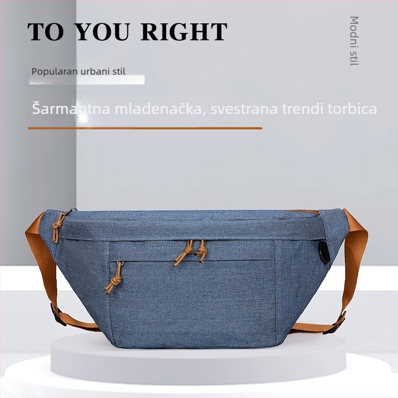 Denim torba preko ramena za sport – proširiva, sklopiva, ulični stil (Materijal: denim; Funkcije: proširiva, sklopiva; Stil: ulični; Kategorija: sport torba preko ramena)