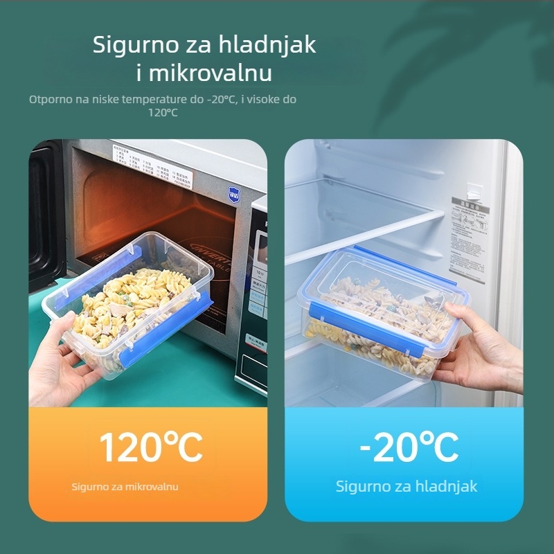 Pravokutna plastična kutija za čuvanje hrane, prozirna, visoke kvalitete, s poklopcem, velika kapaciteta, pogodna za mikrovalnu, debelim stijenama