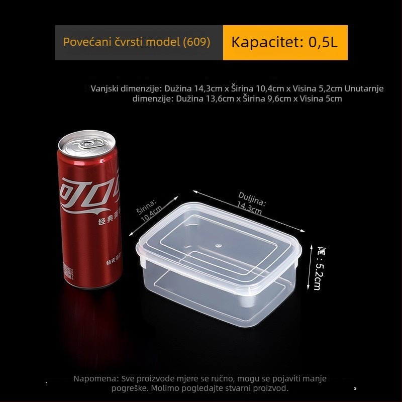 Pravokutna plastična kutija za čuvanje hrane, prozirna, visoke kvalitete, s poklopcem, velika kapaciteta, pogodna za mikrovalnu, debelim stijenama