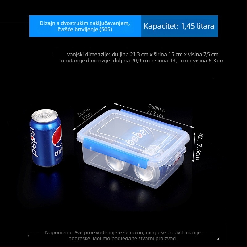 Pravokutna plastična kutija za čuvanje hrane, prozirna, visoke kvalitete, s poklopcem, velika kapaciteta, pogodna za mikrovalnu, debelim stijenama