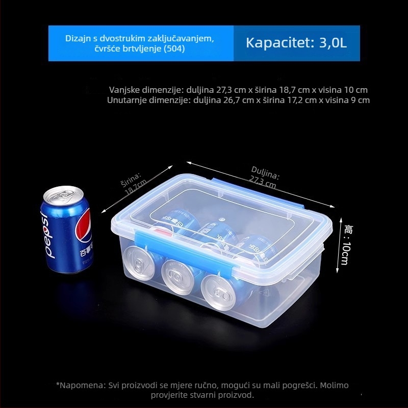 Pravokutna plastična kutija za čuvanje hrane, prozirna, visoke kvalitete, s poklopcem, velika kapaciteta, pogodna za mikrovalnu, debelim stijenama