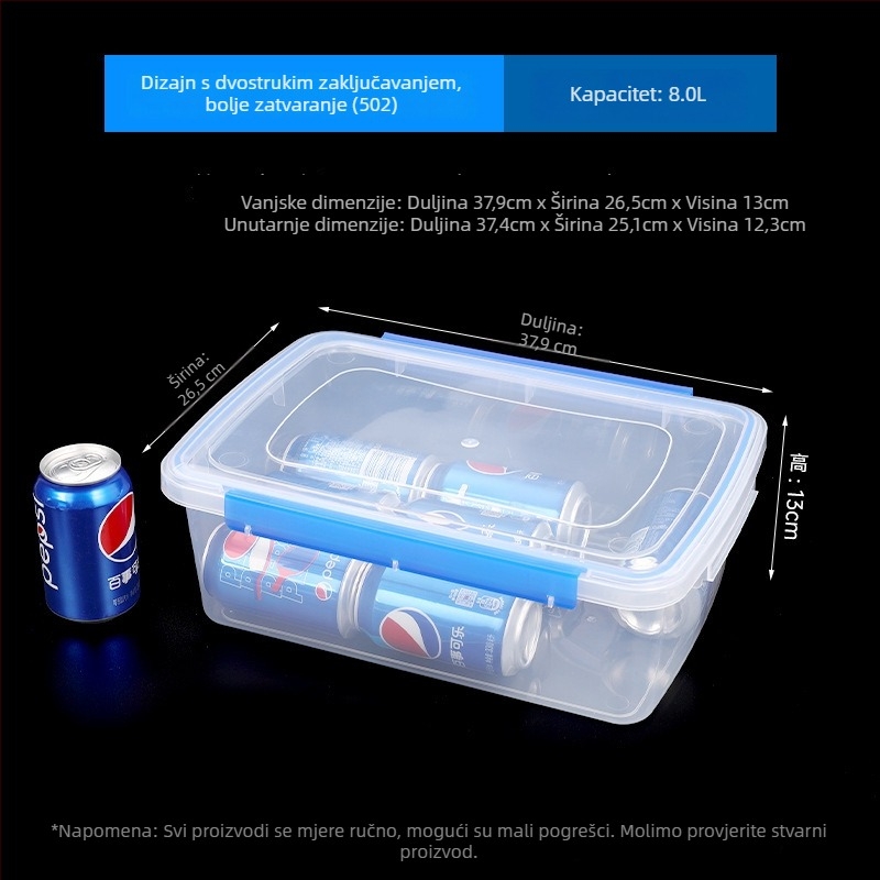 Pravokutna plastična kutija za čuvanje hrane, prozirna, visoke kvalitete, s poklopcem, velika kapaciteta, pogodna za mikrovalnu, debelim stijenama
