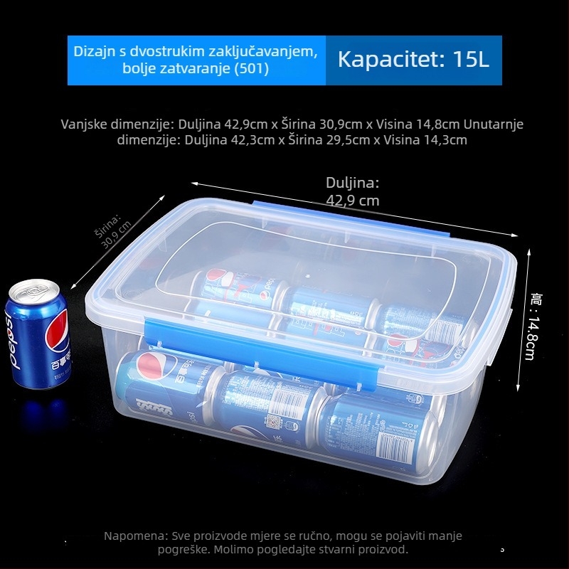 Pravokutna plastična kutija za čuvanje hrane, prozirna, visoke kvalitete, s poklopcem, velika kapaciteta, pogodna za mikrovalnu, debelim stijenama