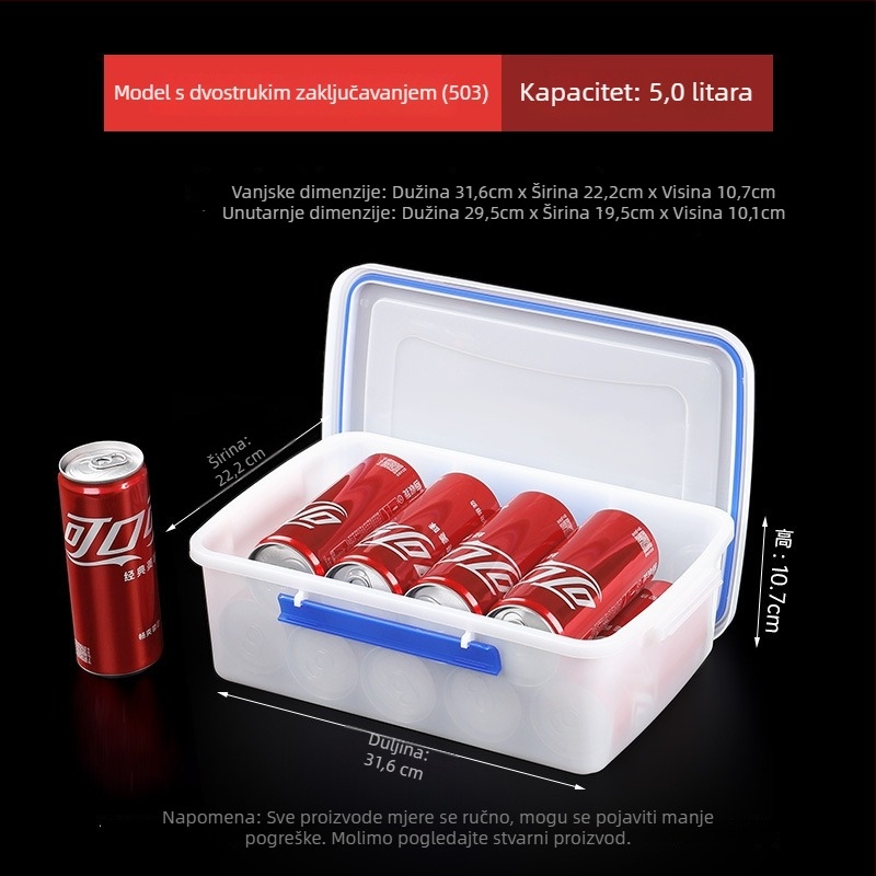 Pravokutna plastična kutija za čuvanje hrane, prozirna, visoke kvalitete, s poklopcem, velika kapaciteta, pogodna za mikrovalnu, debelim stijenama