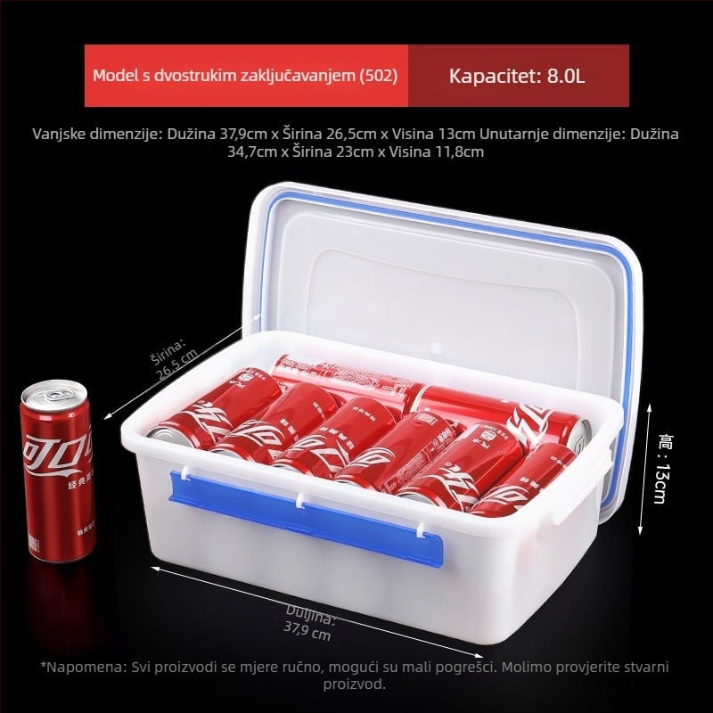 Pravokutna plastična kutija za čuvanje hrane, prozirna, visoke kvalitete, s poklopcem, velika kapaciteta, pogodna za mikrovalnu, debelim stijenama