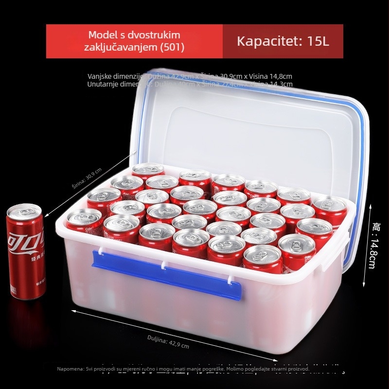 Pravokutna plastična kutija za čuvanje hrane, prozirna, visoke kvalitete, s poklopcem, velika kapaciteta, pogodna za mikrovalnu, debelim stijenama