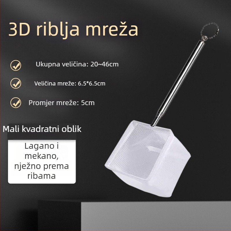 Nehrđajući čelik teleskopska ručna mreža za akvarij za male ukrasne ribice (guppy, betta) – 3D ručna izrada