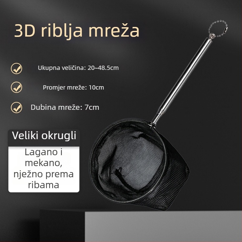 Nehrđajući čelik teleskopska ručna mreža za akvarij za male ukrasne ribice (guppy, betta) – 3D ručna izrada