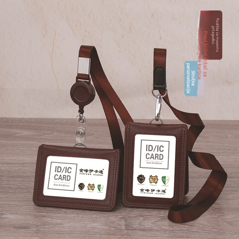 Držač kartica od prave kože s teleskopskim kaišem za identifikacijsku karticu/službenu karticu