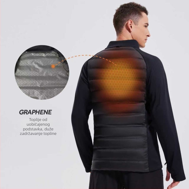 Jakna od perja bijele patke, udio perja 91–95%, normalna zaštita od hladnoće (-20°C do -5°C), stojeći ovratnik, bez kapuljače