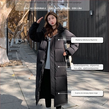 Jakna od patjeg perja, 70–75% punjenja, debela, slobodan kroj, ultra kratka duljina, kapulja koja se može skinuti