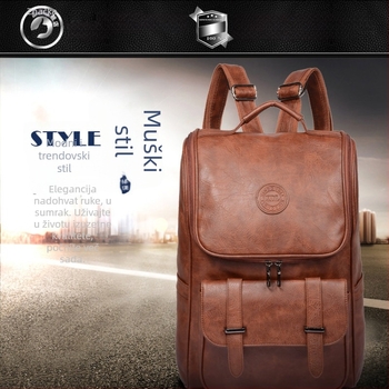 Ruksak za poslovne i putne svrhe, unisex, PU materijal, zakrivljene naramenice, podstava od poliestera