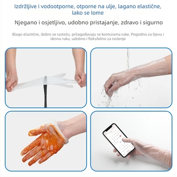 Jednokratne prozirne PVC rukavice, deblje, prehrambene klase, za kućnu upotrebu, catering, pečenje i kozmetiku, paket od 100 kom.