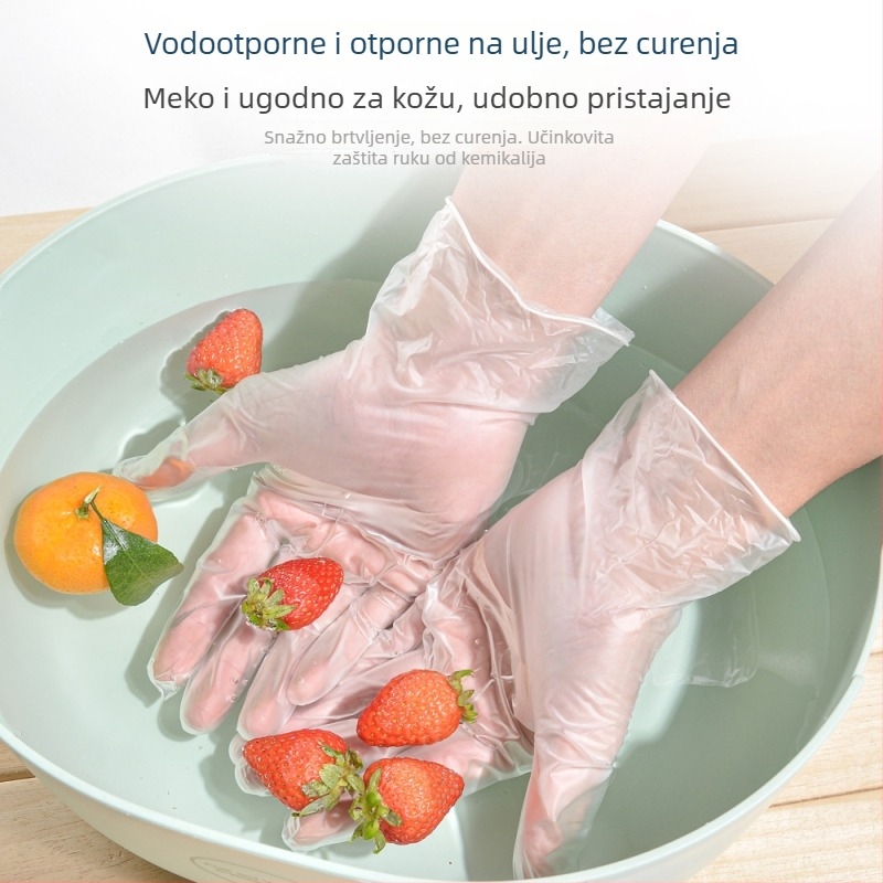 Jednokratne prozirne PVC rukavice, deblje, prehrambene klase, za kućnu upotrebu, catering, pečenje i kozmetiku, paket od 100 kom.