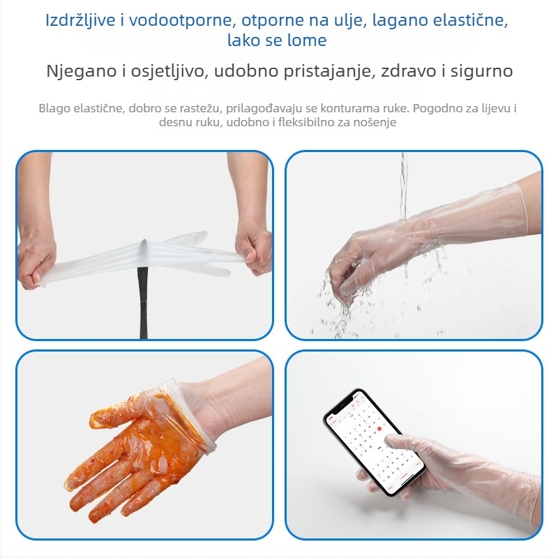 Jednokratne prozirne PVC rukavice, deblje, prehrambene klase, za kućnu upotrebu, catering, pečenje i kozmetiku, paket od 100 kom.