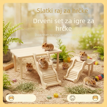 Dekoracija kaveza za hrčka od borovine – višestruko sklonište s dvostrukim valovitim stubištem