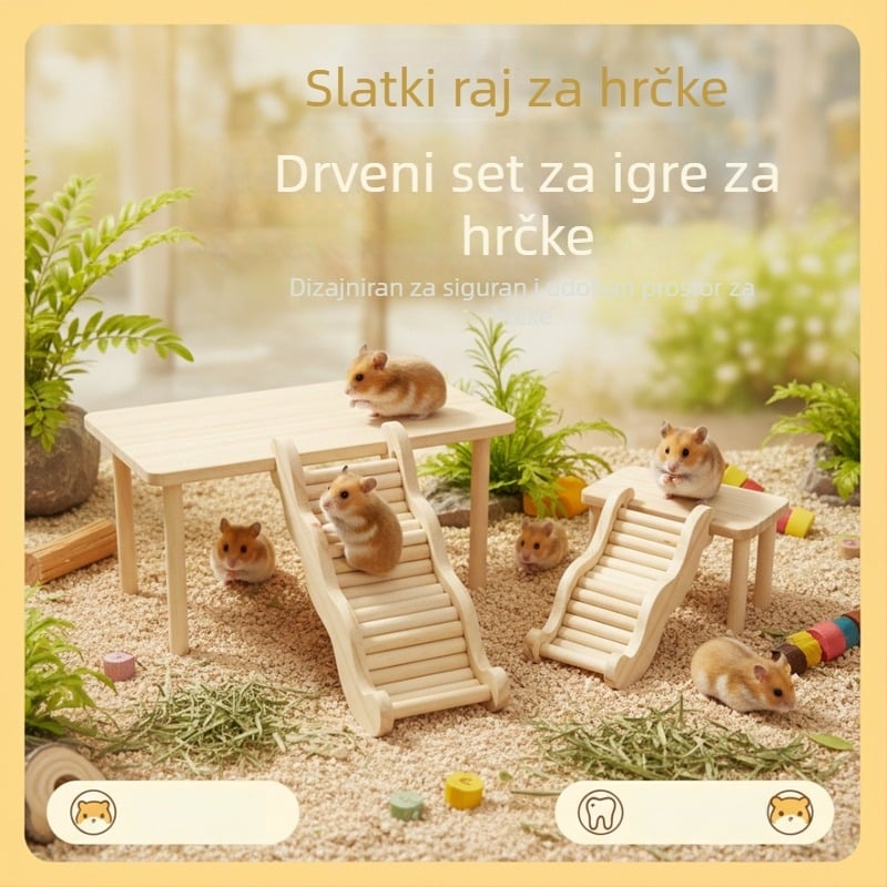 Dekoracija kaveza za hrčka od borovine – višestruko sklonište s dvostrukim valovitim stubištem