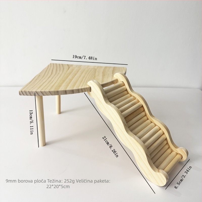 Dekoracija kaveza za hrčka od borovine – višestruko sklonište s dvostrukim valovitim stubištem