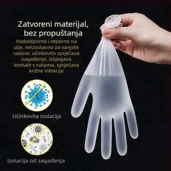 Jednokratne PVC rukavice, prehrambene kvalitete, vodootporne i otporne na masnoće, debljina 4.5 silk, kompatibilne s dodirnim zaslonom
