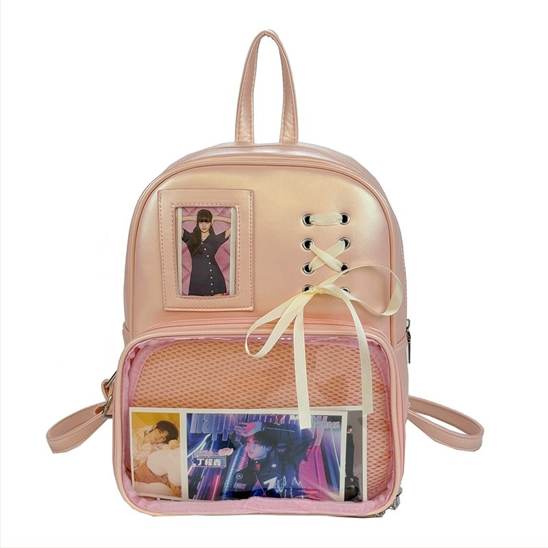 Prozirni PU ruksak za žene, Velika kapaciteta, Jesen 2025, Zatvaranje na zip, Skriveni džep na zip