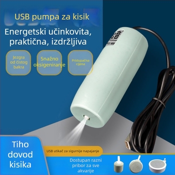 USB napajana pumpa za kisik u akvariju, ultra tiha, oksigenator za kućni akvarij