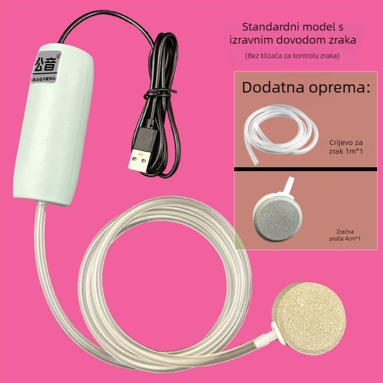 USB napajana pumpa za kisik u akvariju, ultra tiha, oksigenator za kućni akvarij