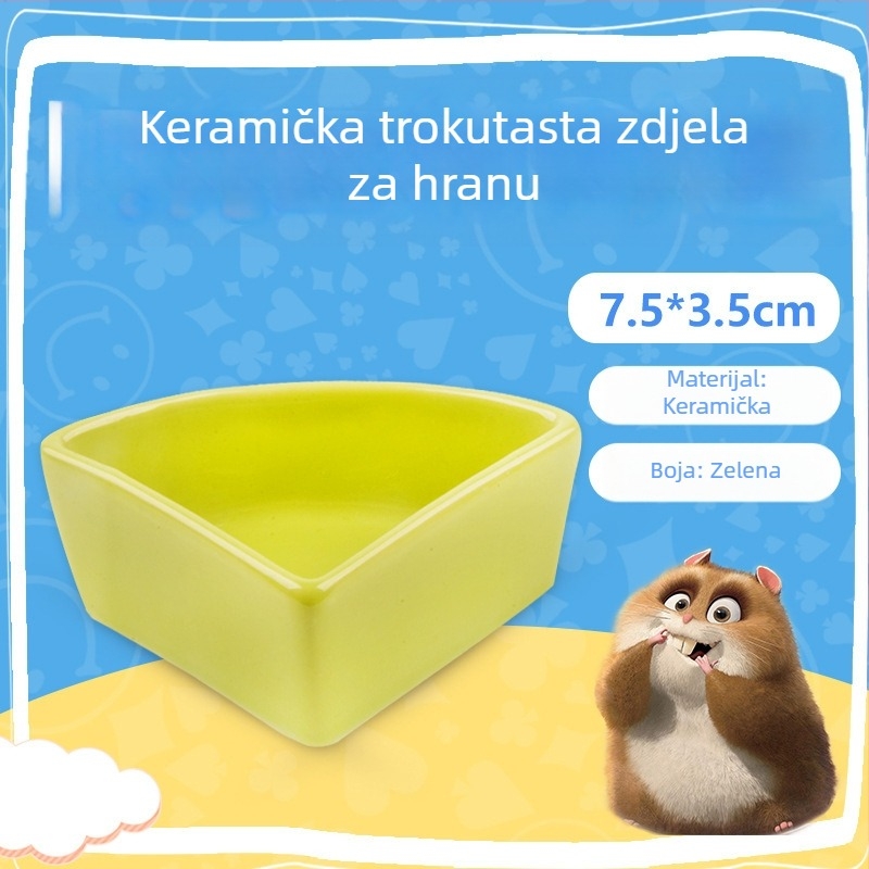 Keramički trokutasti hranilnik protiv prevrtanja za hamstere, ježeve i guinejske praščiće | Marka: Running Around | Materijal: Keramika