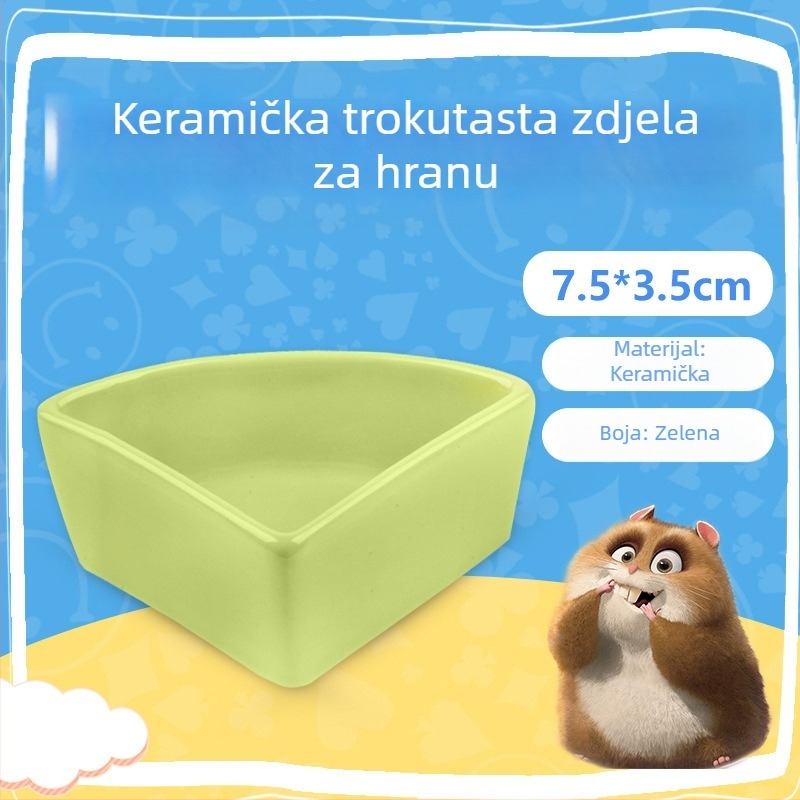 Keramički trokutasti hranilnik protiv prevrtanja za hamstere, ježeve i guinejske praščiće | Marka: Running Around | Materijal: Keramika