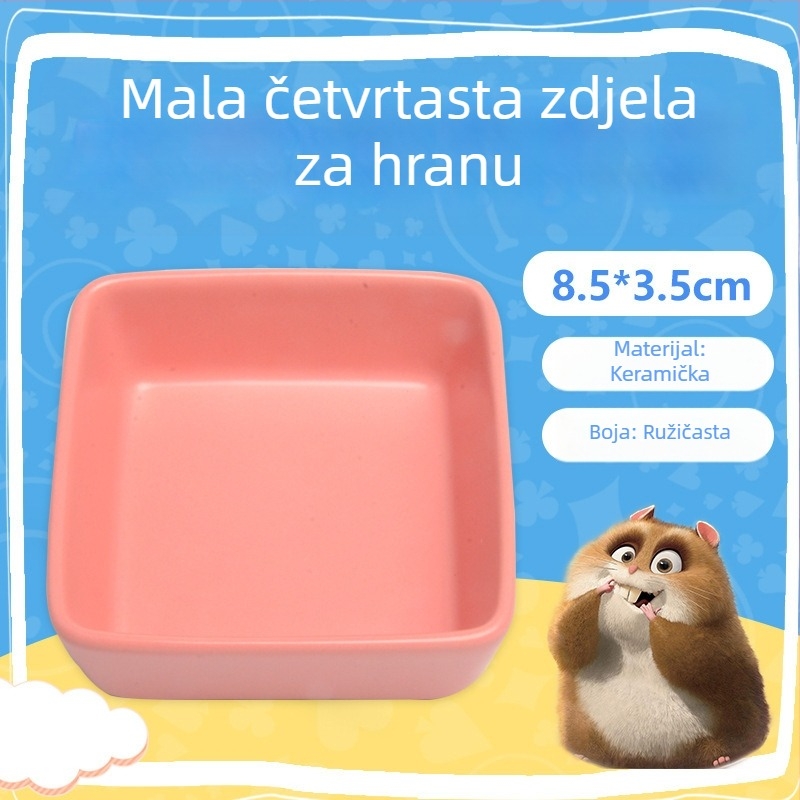 Keramički trokutasti hranilnik protiv prevrtanja za hamstere, ježeve i guinejske praščiće | Marka: Running Around | Materijal: Keramika