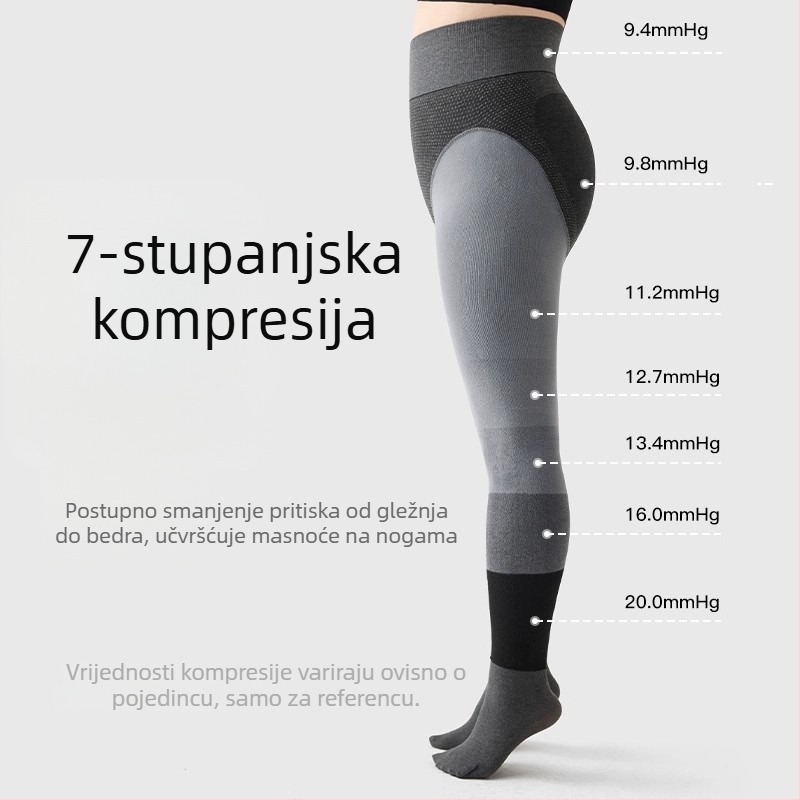 Plus veličine kompresivne tajice s fleec navlakom, 70–80% pamuk, debeli, s nogama