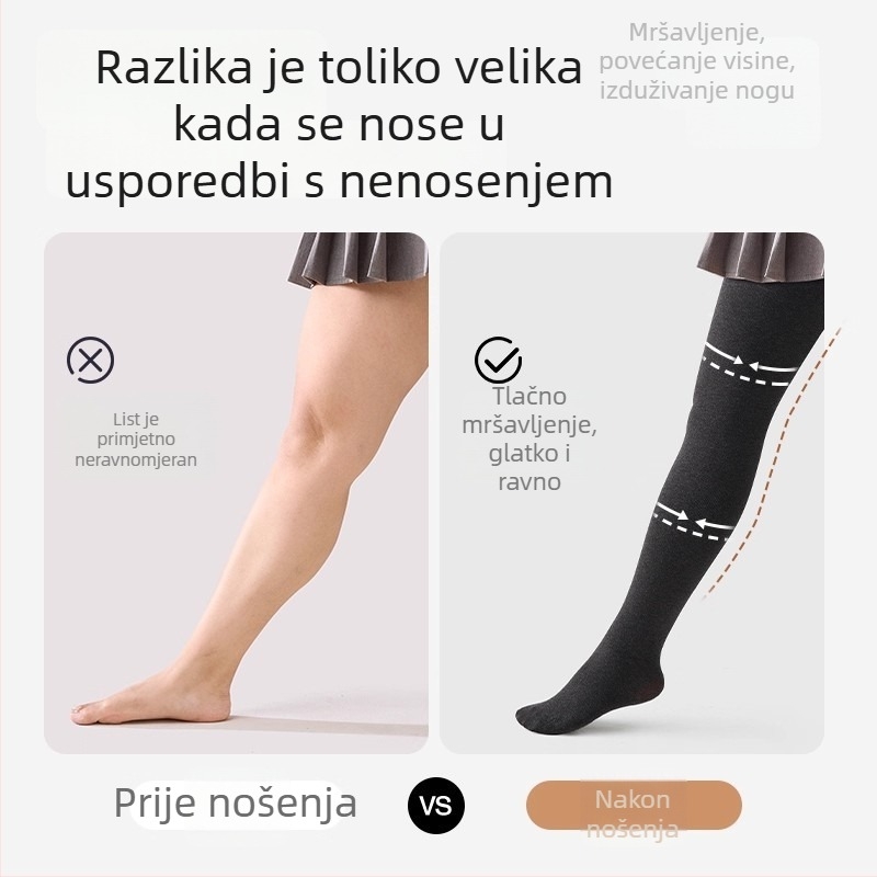 Plus veličine kompresivne tajice s fleec navlakom, 70–80% pamuk, debeli, s nogama