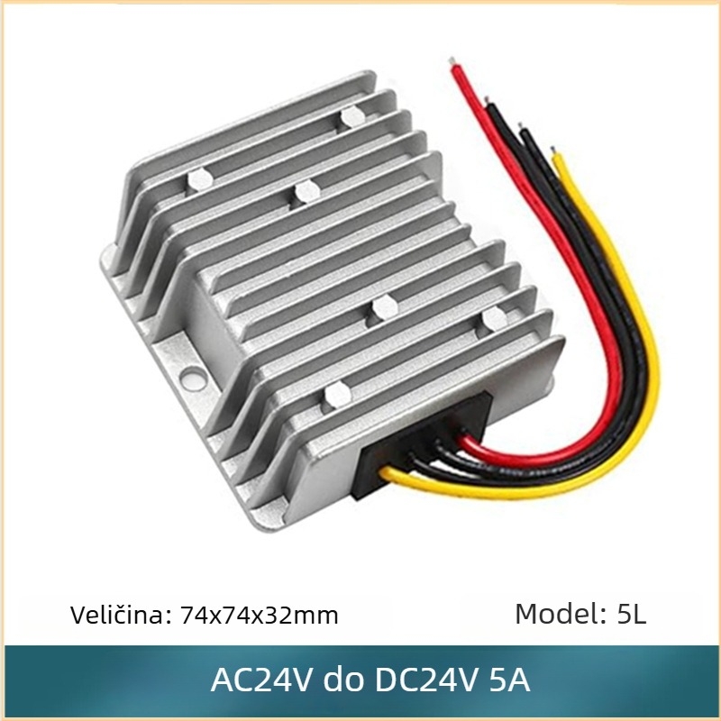 AC24V na DC24V pretvarački modul, izlaz DC24V, 1–5A, ulaz 17–40VAC, IP67, prekidačko napajanje